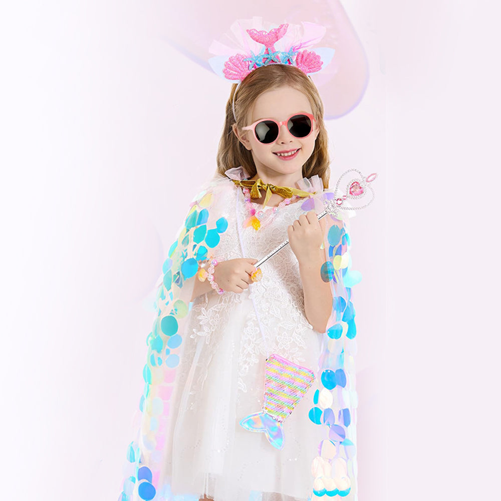 2Pcs Princess Dress-Up Clothes 9Pcs Mermaid Dress-Up Cape Kit