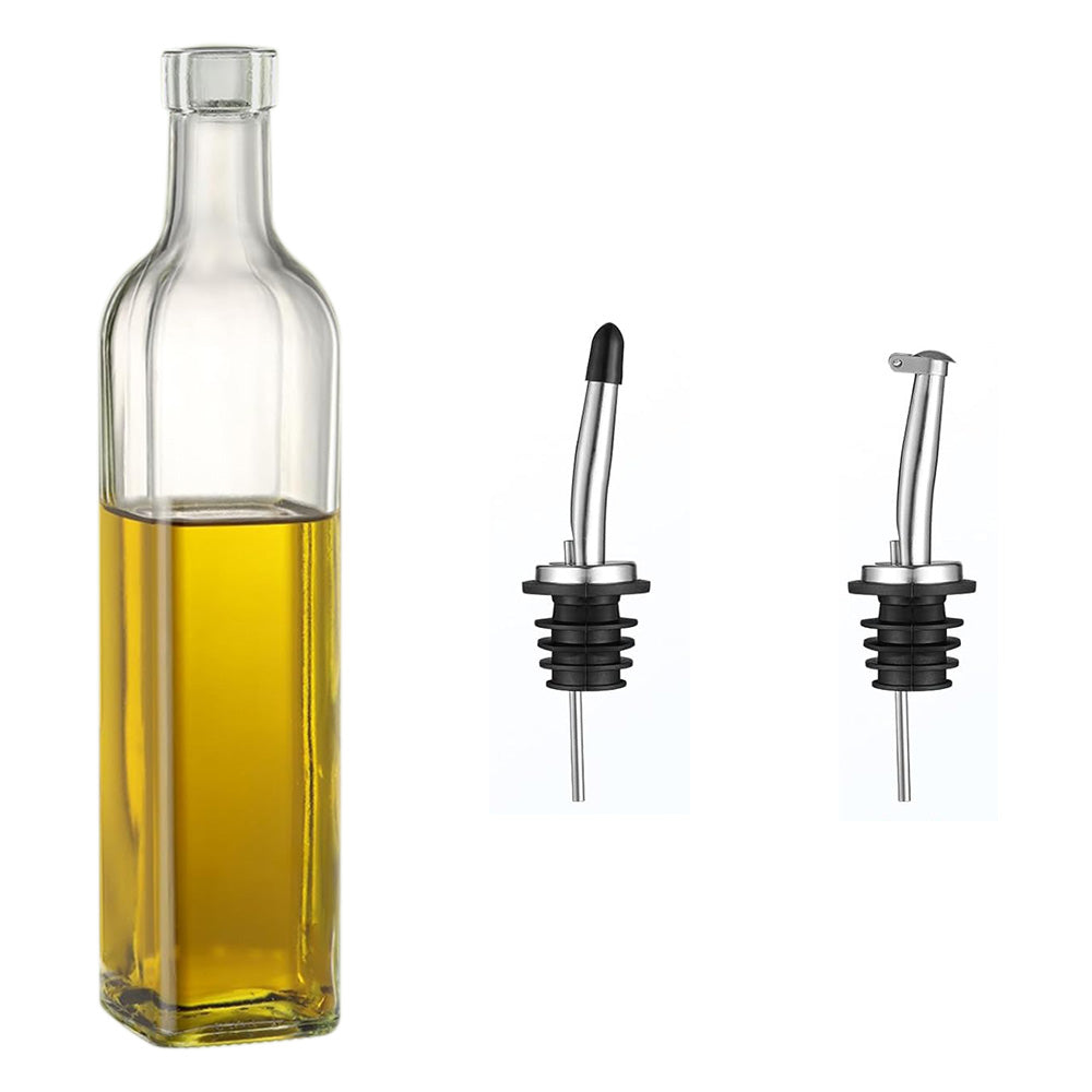Glass Olive Oil Bottle Dispenser Oil And Vinegar Cruet With Pourers And Funnel