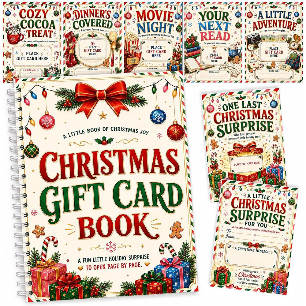 DIY Christmas Gift Card Book with Spiral Binding and Handwritten Notes
