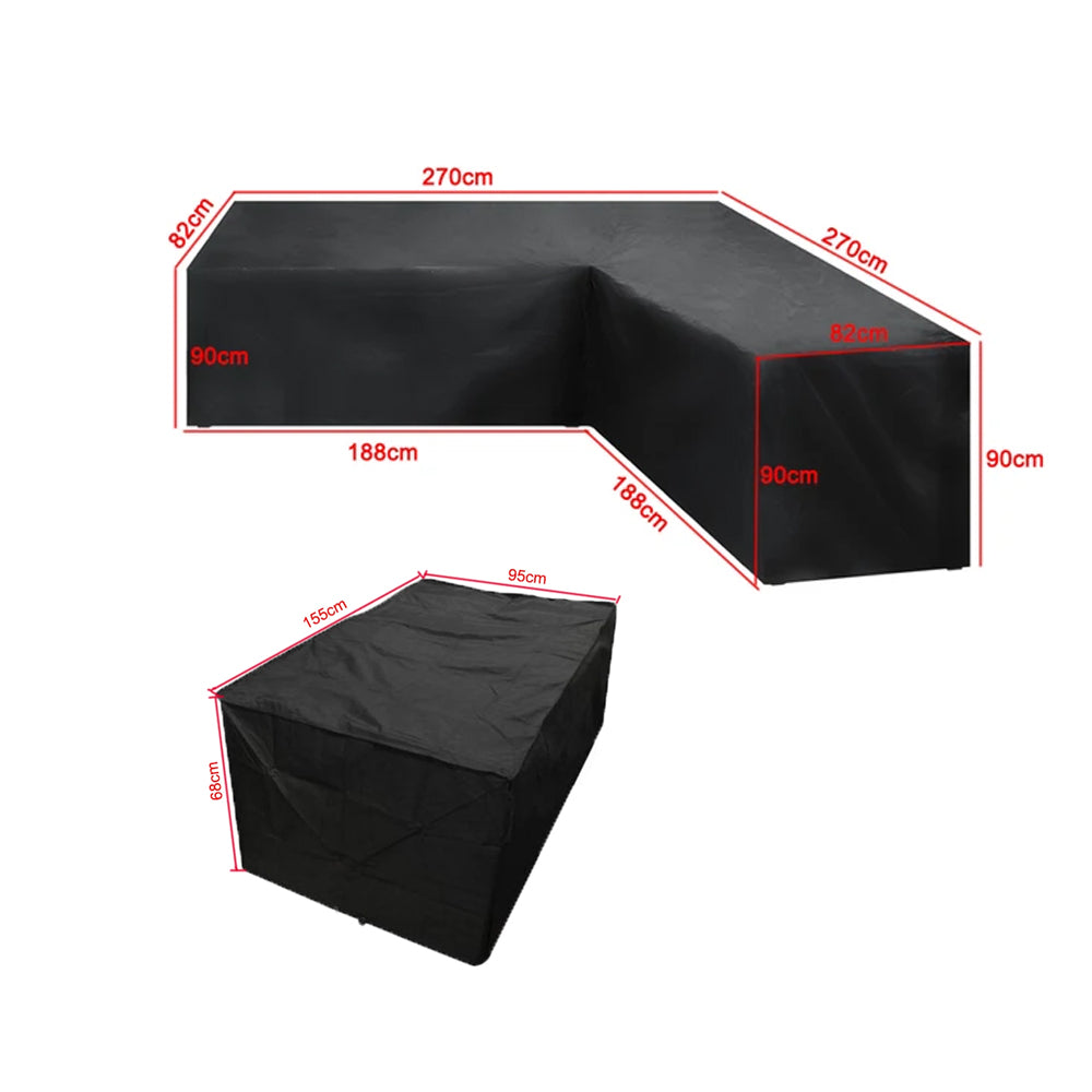 2Pcs Waterproof L-Shape Outdoor Furniture Cover Set