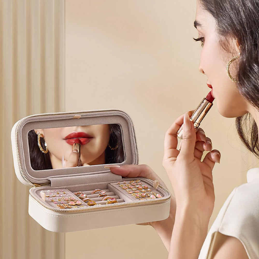 Travel Jewelry Case Jewelry Box Organizer With Mirror Display Case Storage
