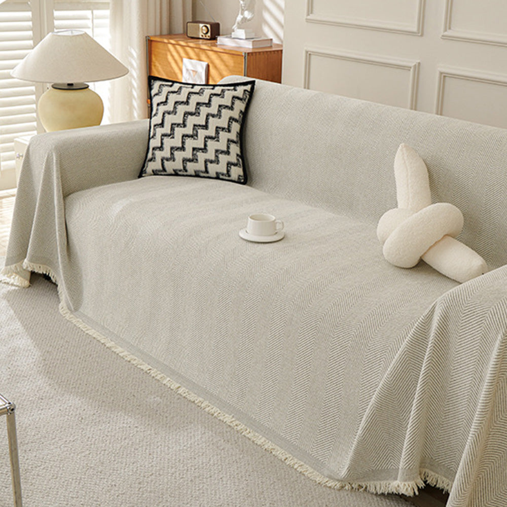 Sofa Throw Rug Cover Large Blanket for Couch Furniture Protector-Beige