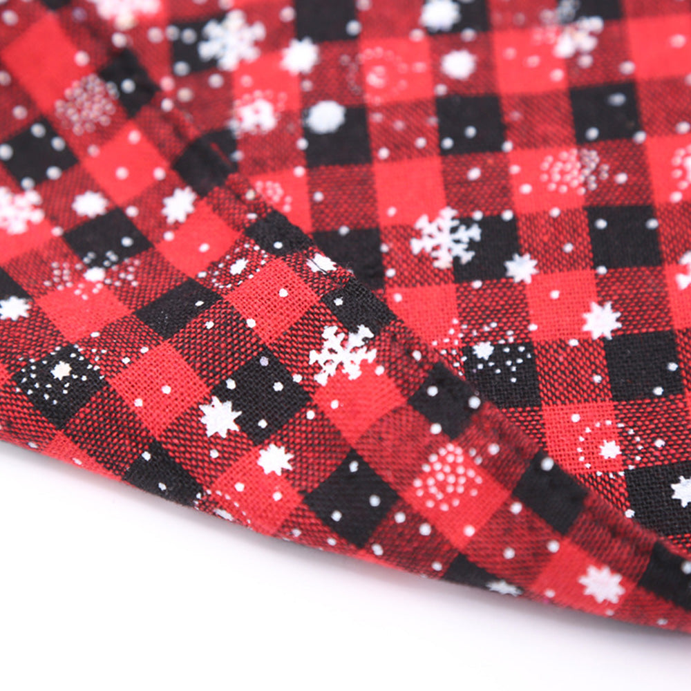 Snowflakes Christmas Dog Bandana Buffalo Plaid Pet Scarf Dog Triangle Bandana