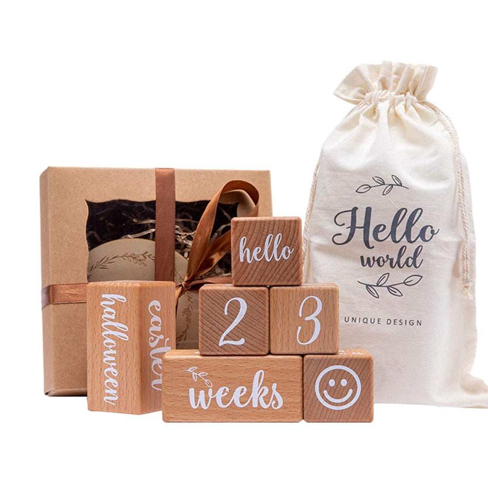 6Pcs Wooden Milestone Block Cute Photography Prop Ornament
