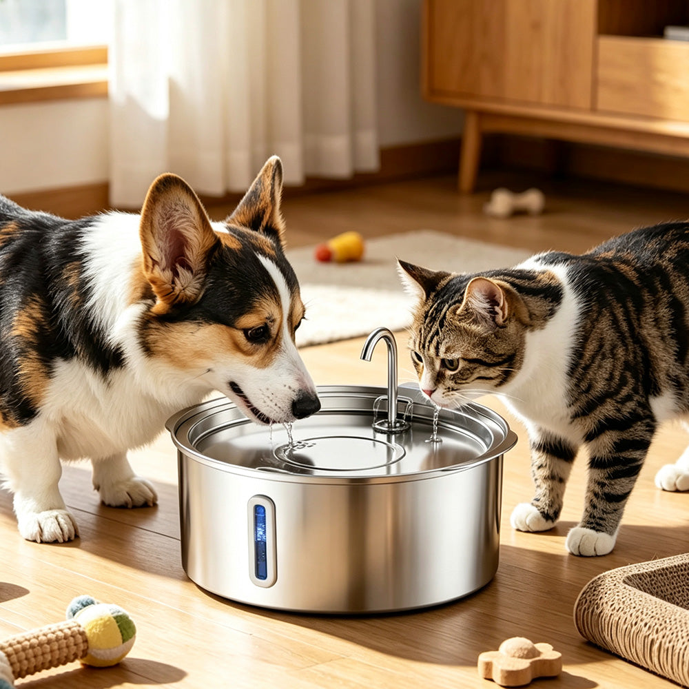 7L Stainless Steel Automatic Pet Water Fountain for Cats and Dogs