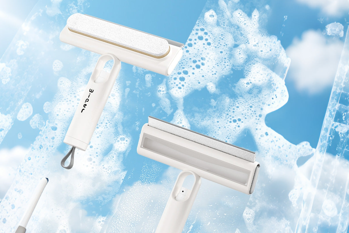 3-in-1 Mirror Spray Squeegee with Water Catchment Reservoir Window Glass Cleaning Tool