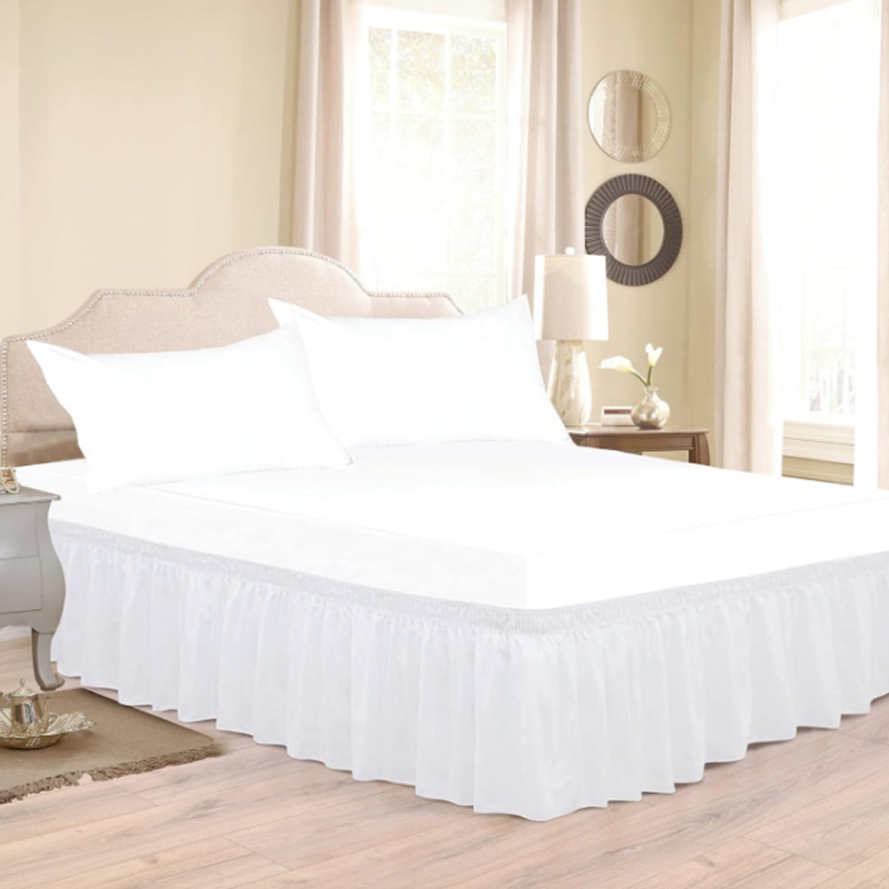 2Pcs Wrap Around Dust Ruffles Bed Skirt with Adjustable Elastic Belt