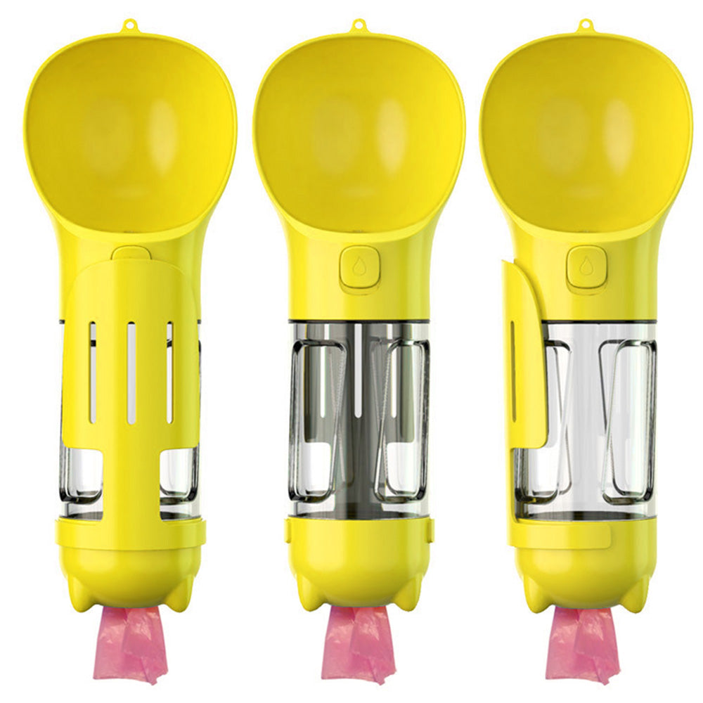4 in 1 Pet Feeder Dog Cat Puppy Water Bottle Cup with Poop Bag Holder for Yorkie