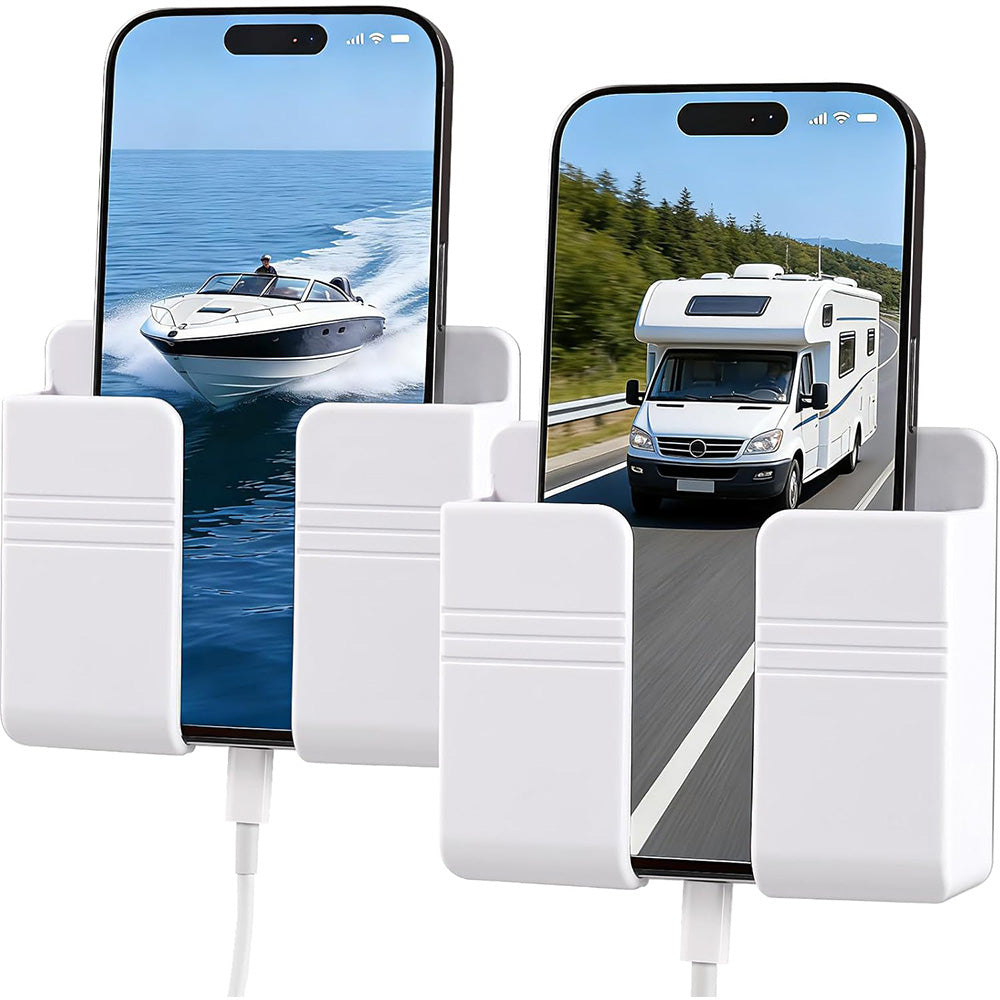 2 Pack Wall Mount Phone Holder Peel and Stick No Tools for Dorm Bedroom RV