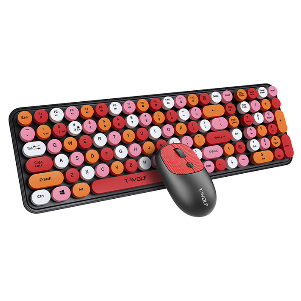 Colorful Round Key Computer Wireless Keyboard and Mouse Combo