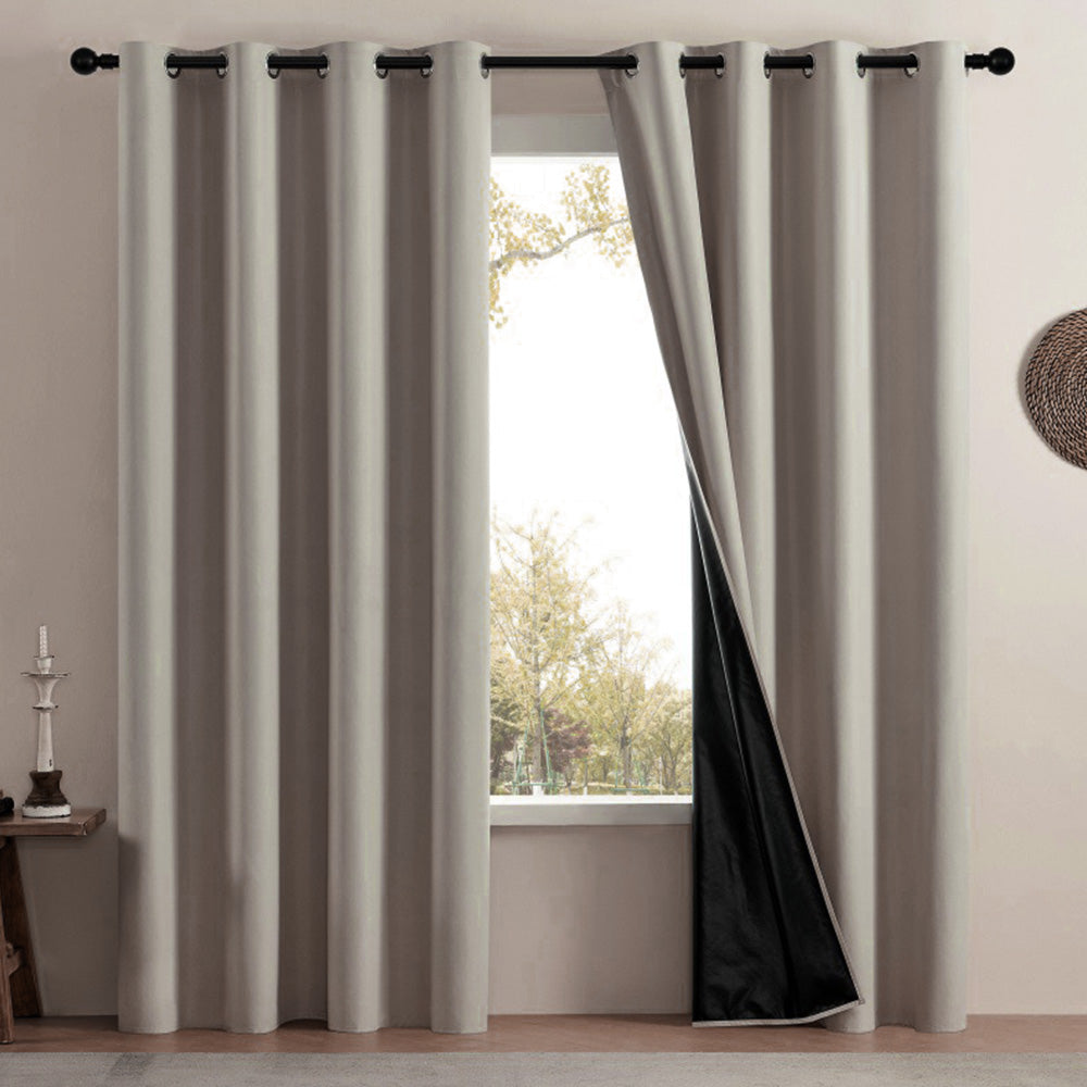 Blackout Curtain Panel with Black Liner Heat & Light Blocking Drapes