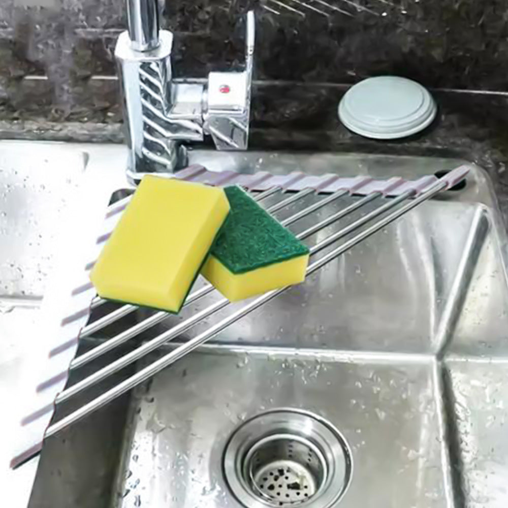 Triangle Roll-Up Dish Drying Rack For Sink Corner Sink Kitchen Drainer And Organizer