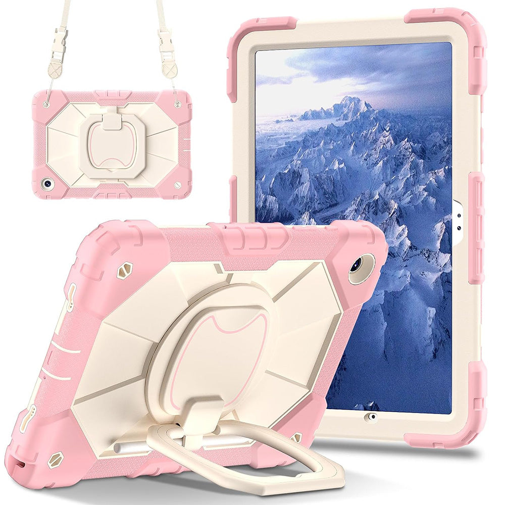 360 Degree Case for Samsung Galaxy Tab A11 Plus A9 Plus with Shoulder Strap-Pink