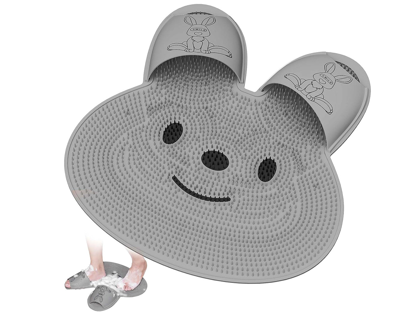 Shower Foot Scrubber Mat Rabbit-Shaped Silicone Foot Scrubber Pad