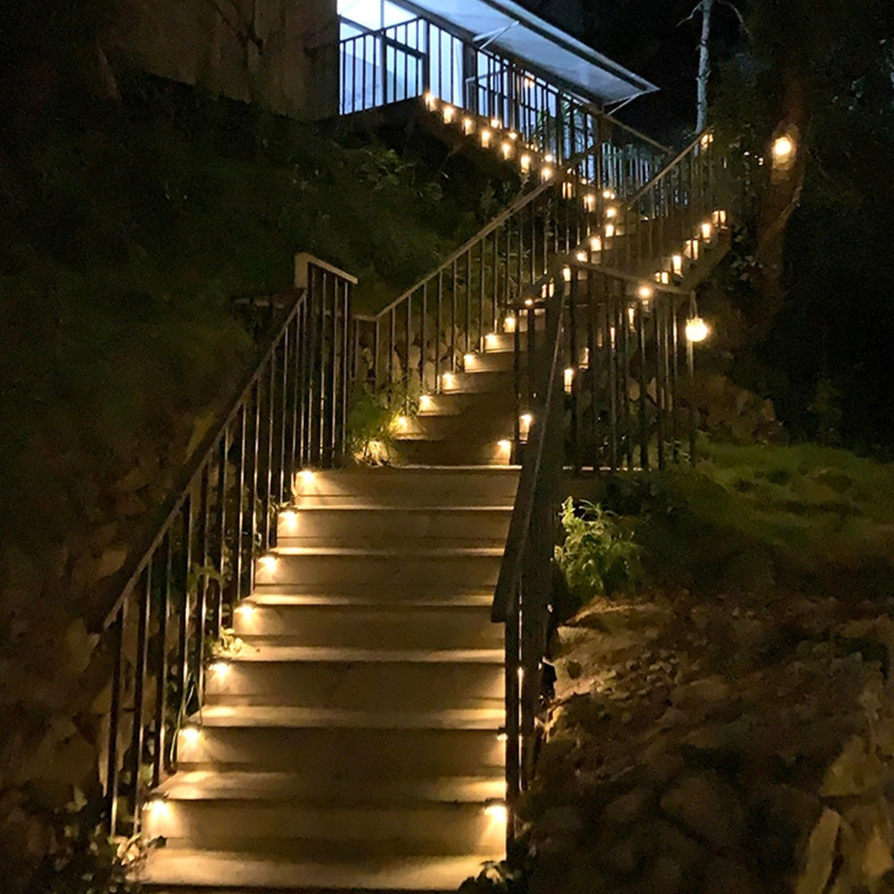 Warm Light Solar Powered Deck Lights for Outdoor Stairs and Fences Set of 4