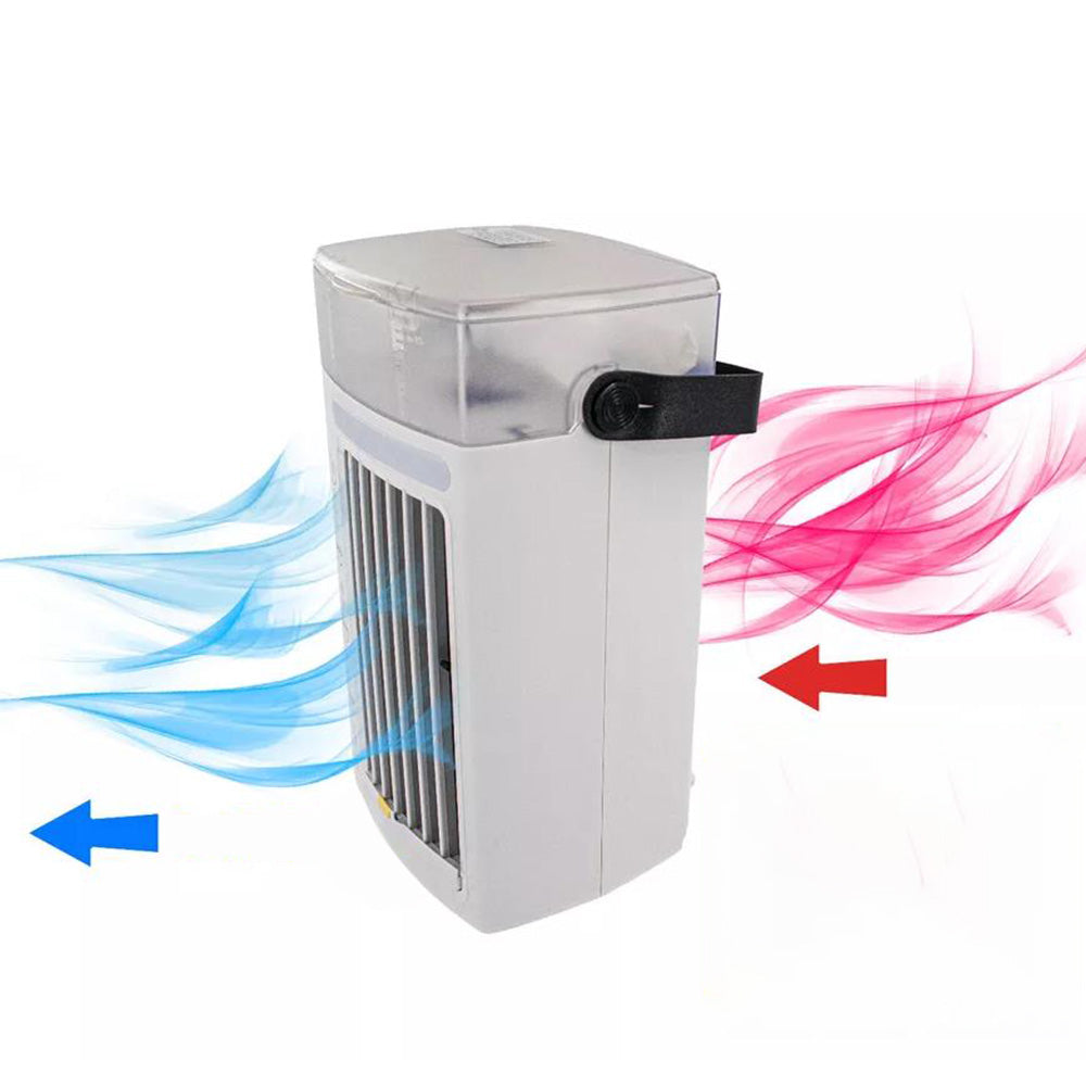 Portable Mini Dual Fan Air Cooler with LED Light and USB Power