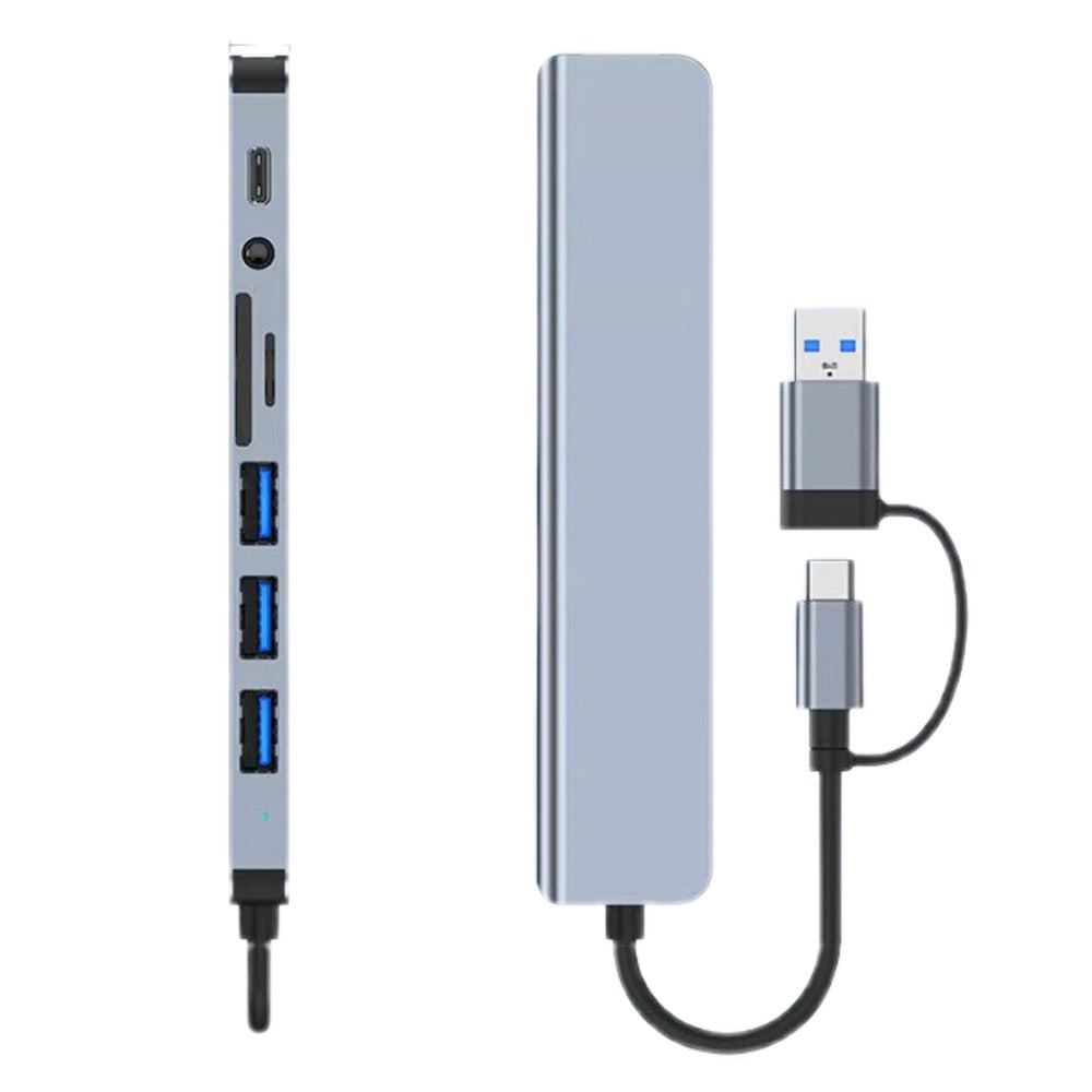 8 In 1 USB-C And USB-3.0 HUB Multiport Adapter Multifunction Splitter Docking Hub