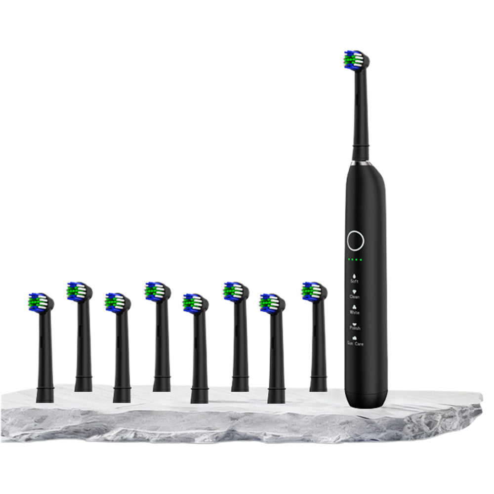 Electric Toothbrush with 5 Modes 8 Brush Heads Rechargeable 3D Rotation Toothbrush for Home Travel
