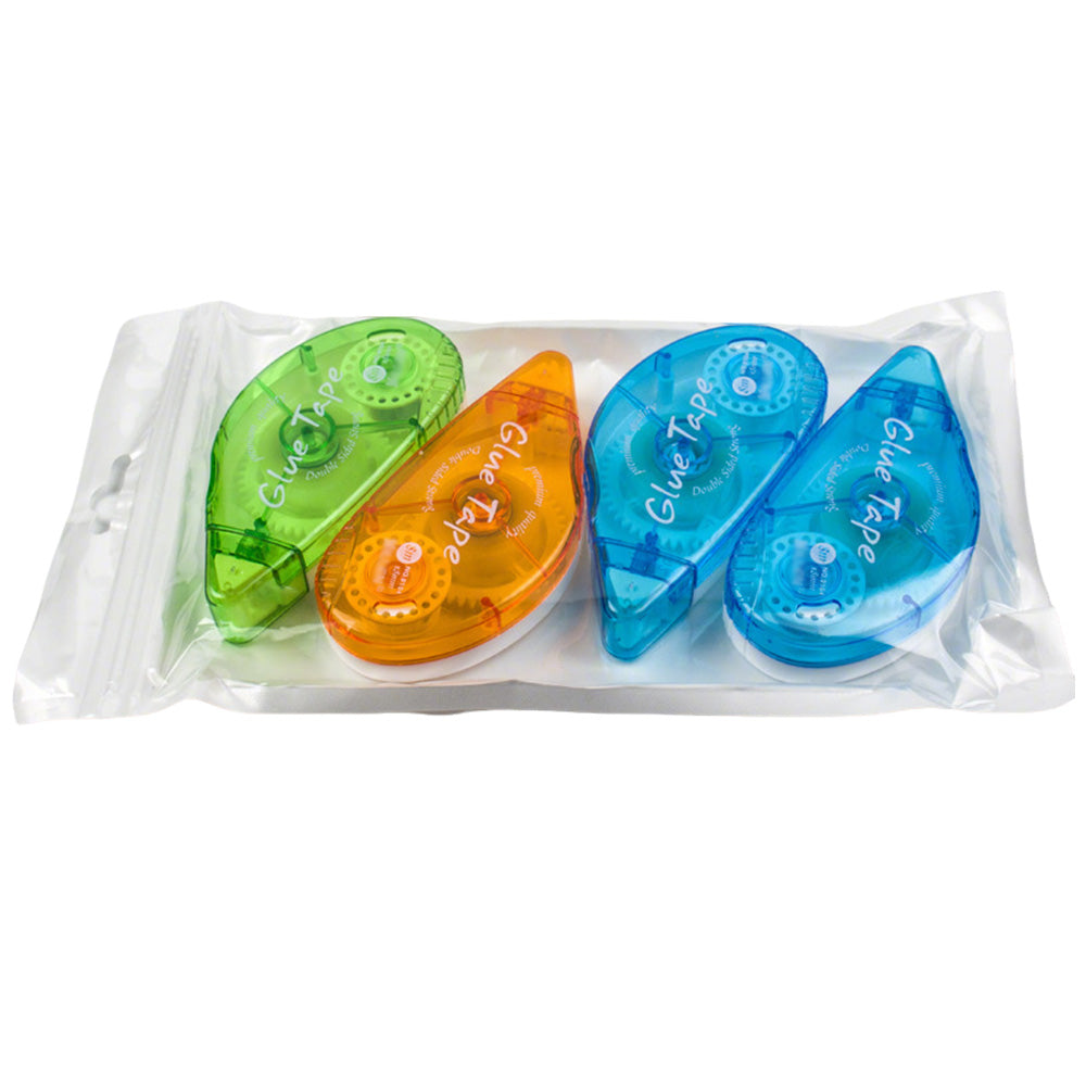 4 Pack Double Sided Tape with Roller Dispenser 8m x 8mm for Scrapbooking Photo Craft