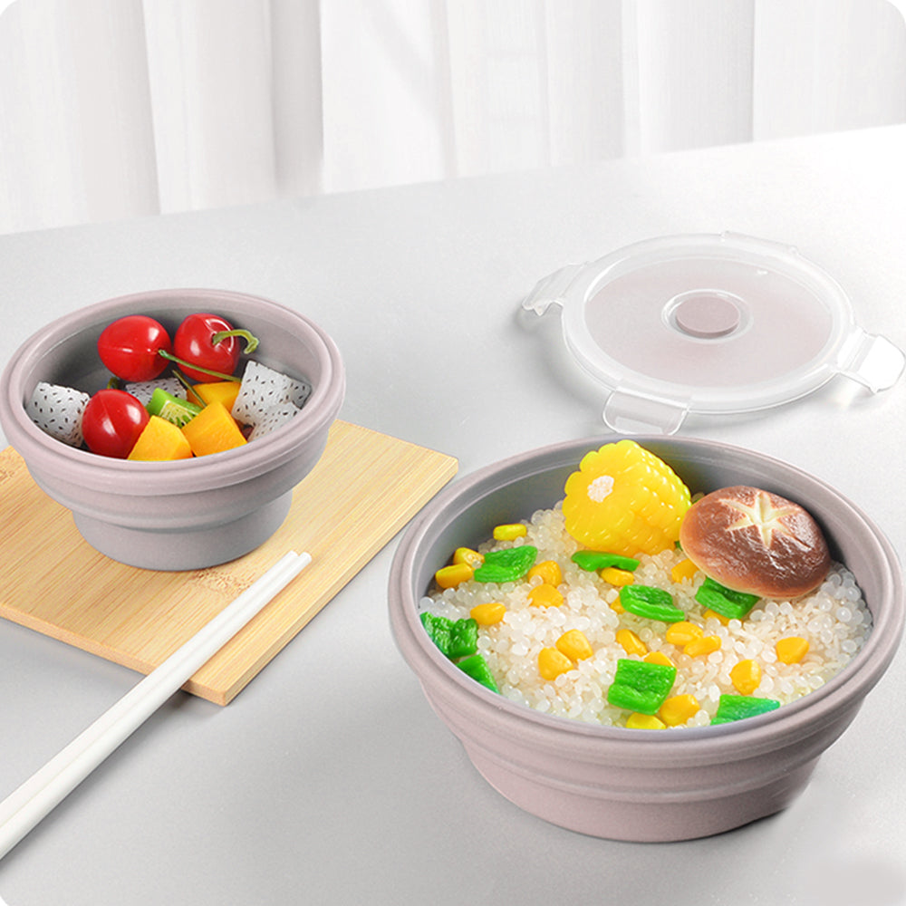 4Pcs Collapsible Food Storage Containers with Lid Microwave Freezer Security