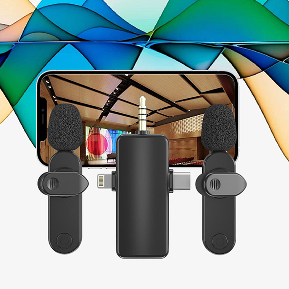 3 in 1 Wireless Lavalier Microphone for Android Phone iPhone Vlog Live Stream Mic