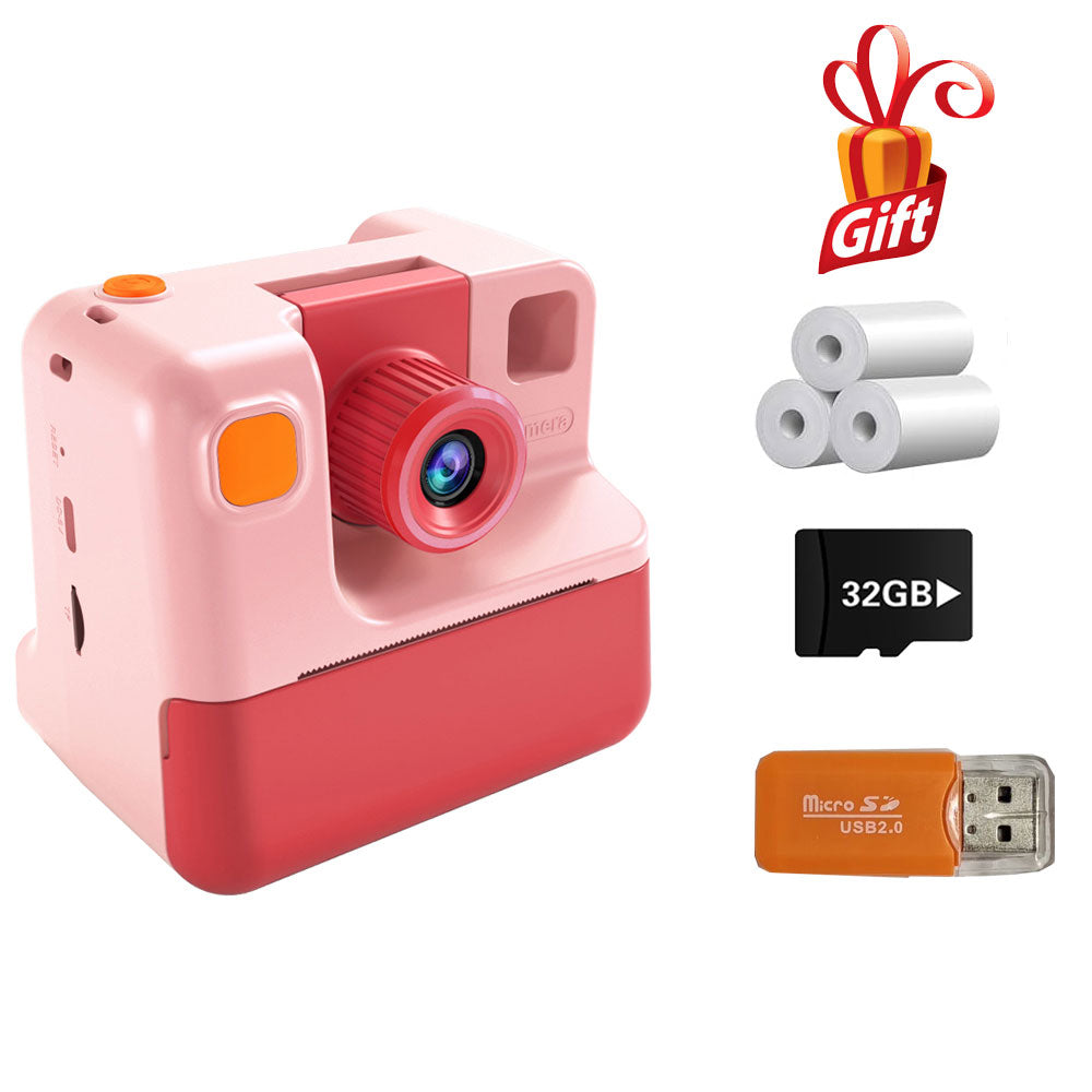 1080P Instant Print Camera Toy HD Selfie Digital Video Cameras with Print Papers and 32GB SD Card