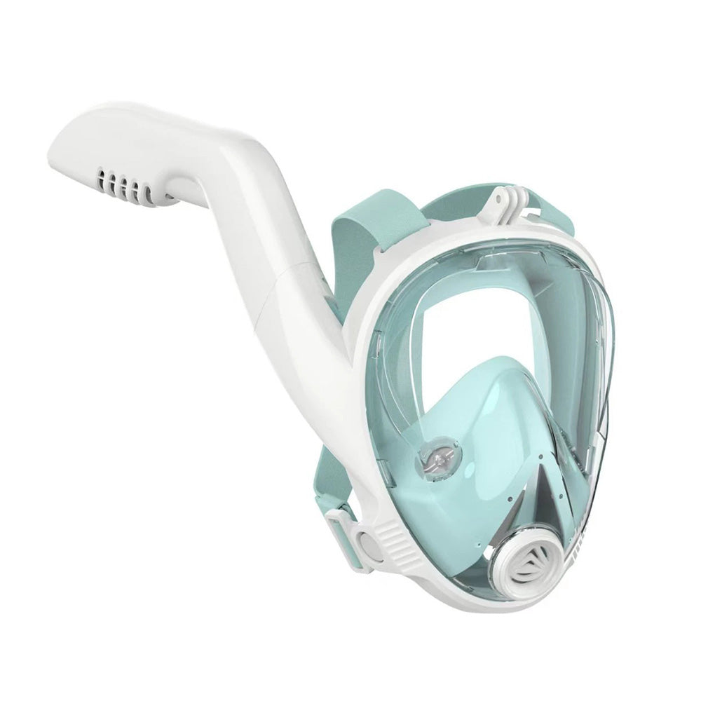 Full Face Snorkel Mask Side Snorkel Mask Panoramic View Snorkeling Gear-Green