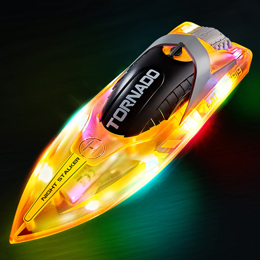 Rechargeable Water-resistant Remote Control Boat with Color LED Lights for Pool Lake