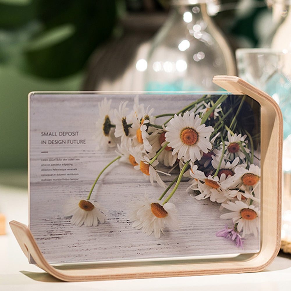 2Pcs Transparent Acrylic Wooden Photo Frame