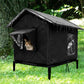 Cat House Indoor Outdoor Insulated Shelter for Small to Medium Cats-Black