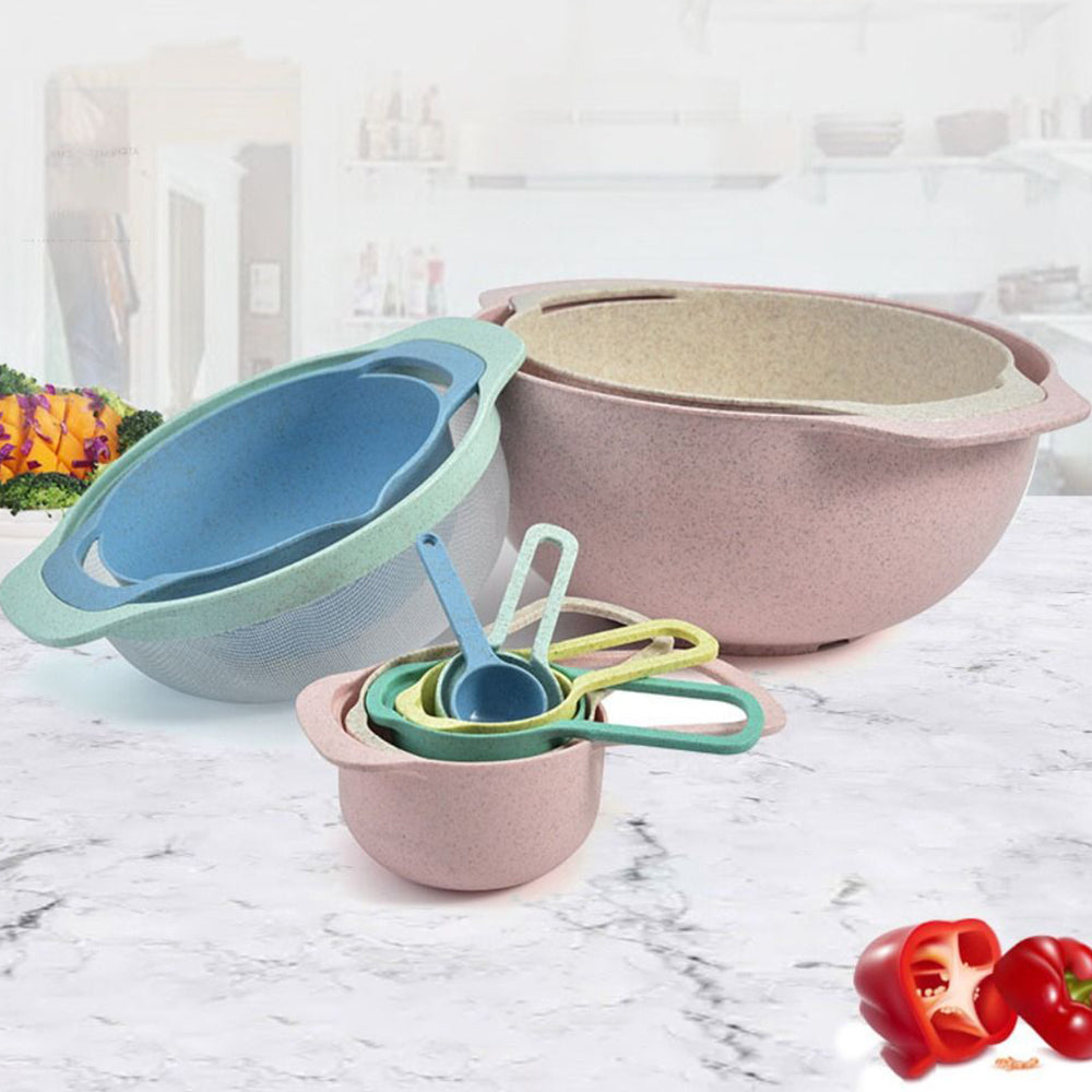 10Pcs Nested Mixing Bowls with Measuring Spoon