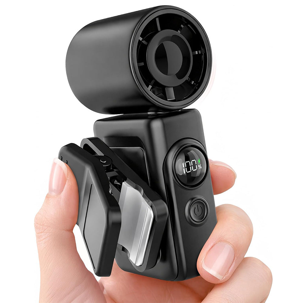 Clip On Handheld Turbo Fan with LED Display 4 Speeds and 180 Degree Tilt