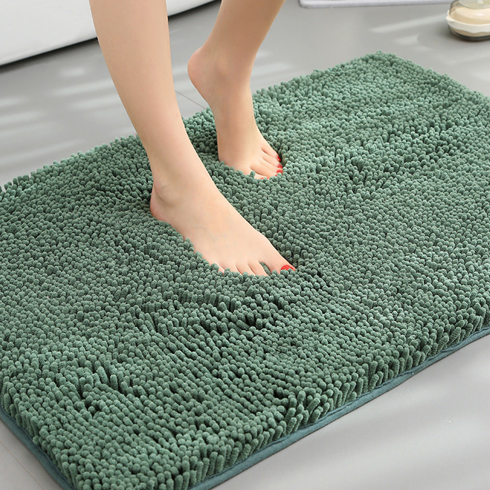 Extra Soft Absorbent Bathroom Rug Machine Washable Bath Mat for Bathroom Floor-Green