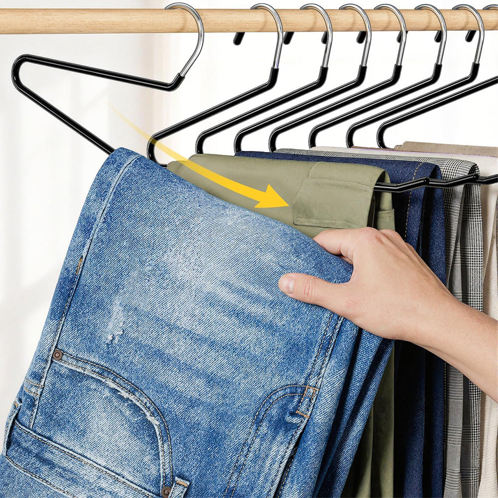 10 Pack Heavy-Duty Non-Slip Pant Hangers Metal Open-End Clothes Hanger for Jeans And Blankets