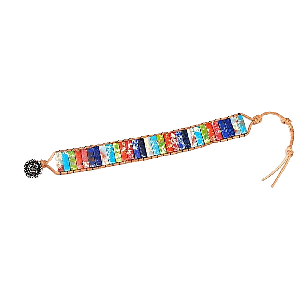 7 Chakra Boho Leather Wrap Bracelet
