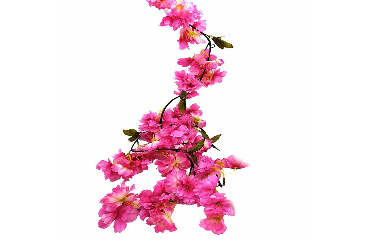4Pcs Sakura Vine Artificial Silk Hanging Garland 2.3 m for Wedding and Home Decoration