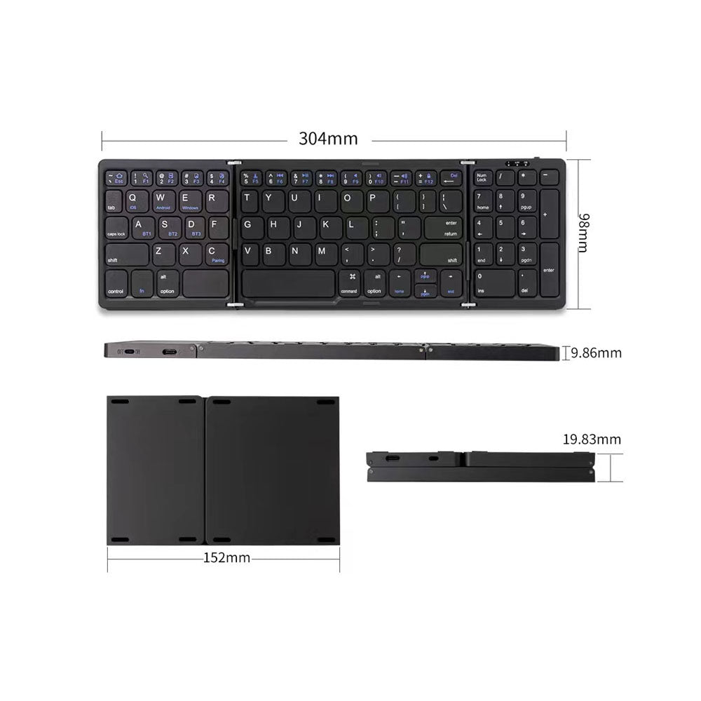 Foldable Bluetooth Keyboard Wireless Portable Keyboard with Numeric Keypad