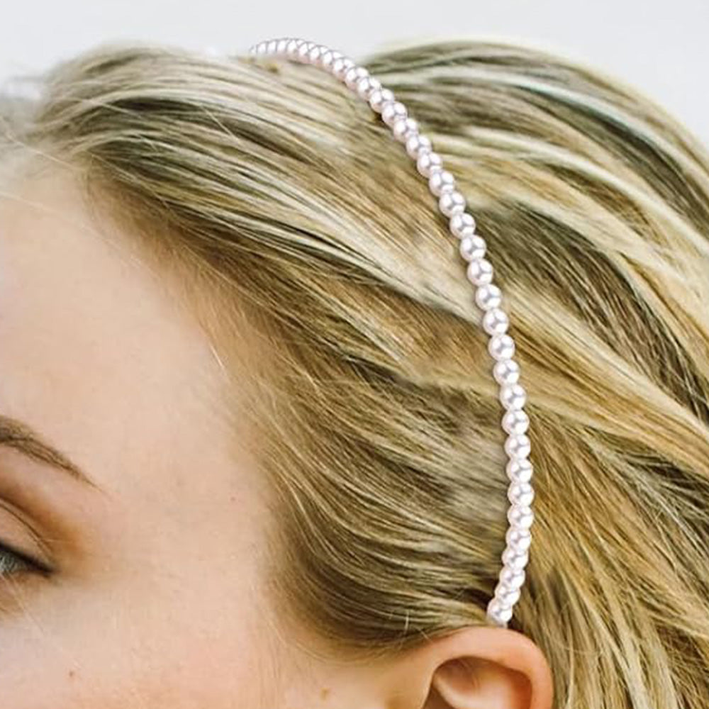 7 Piece Retro Pearl and Ribbon Hair Headband Set for Women