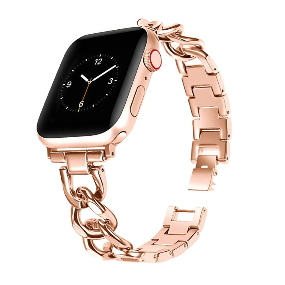 Metal Strap Band for Apple Watch Series 8 7 6 5 4 3 2 1 49mm 46mm 45mm 44mm 42mm-Rose Gold