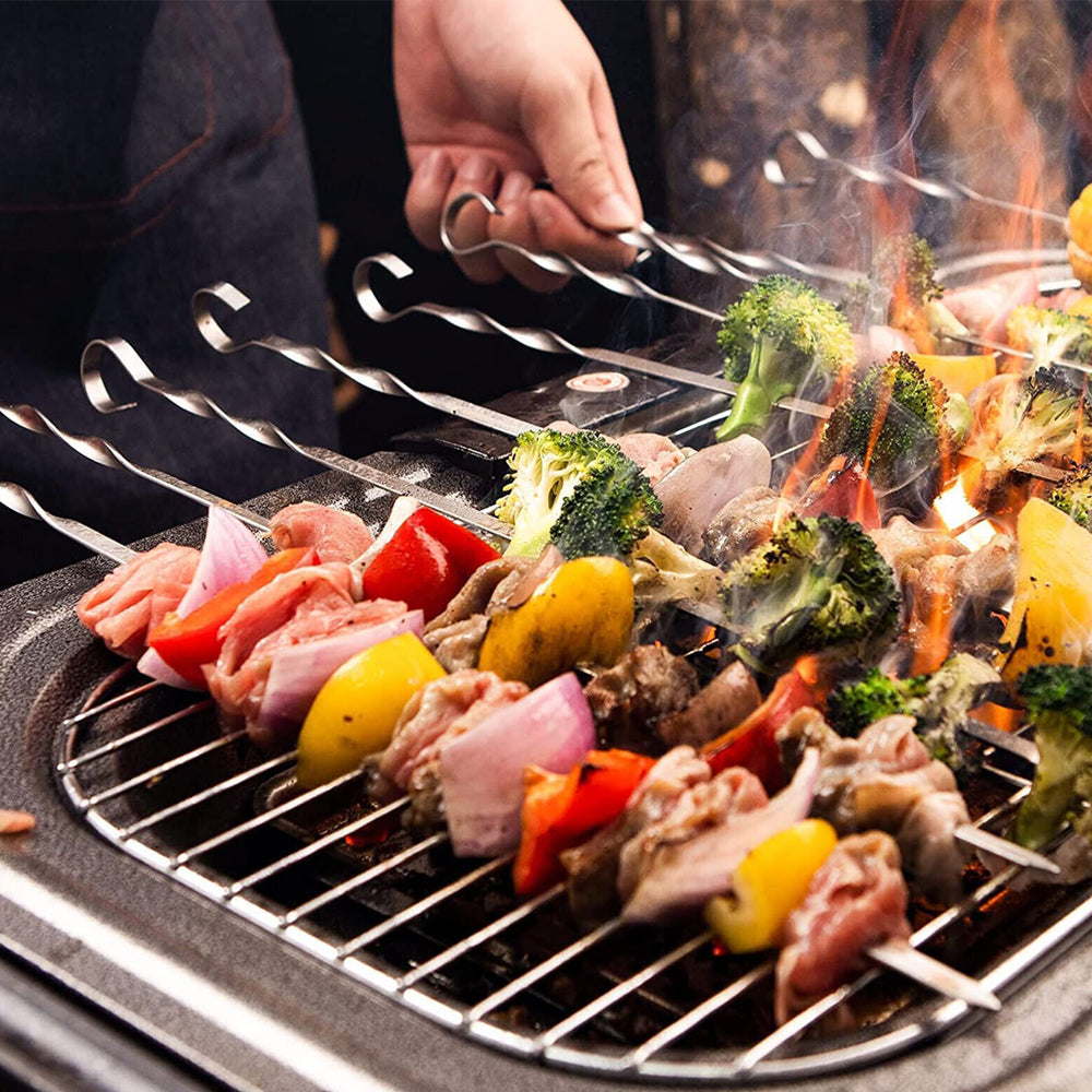 100Pcs 30cm Flat Long Stainless Steel Skewers for Grilling