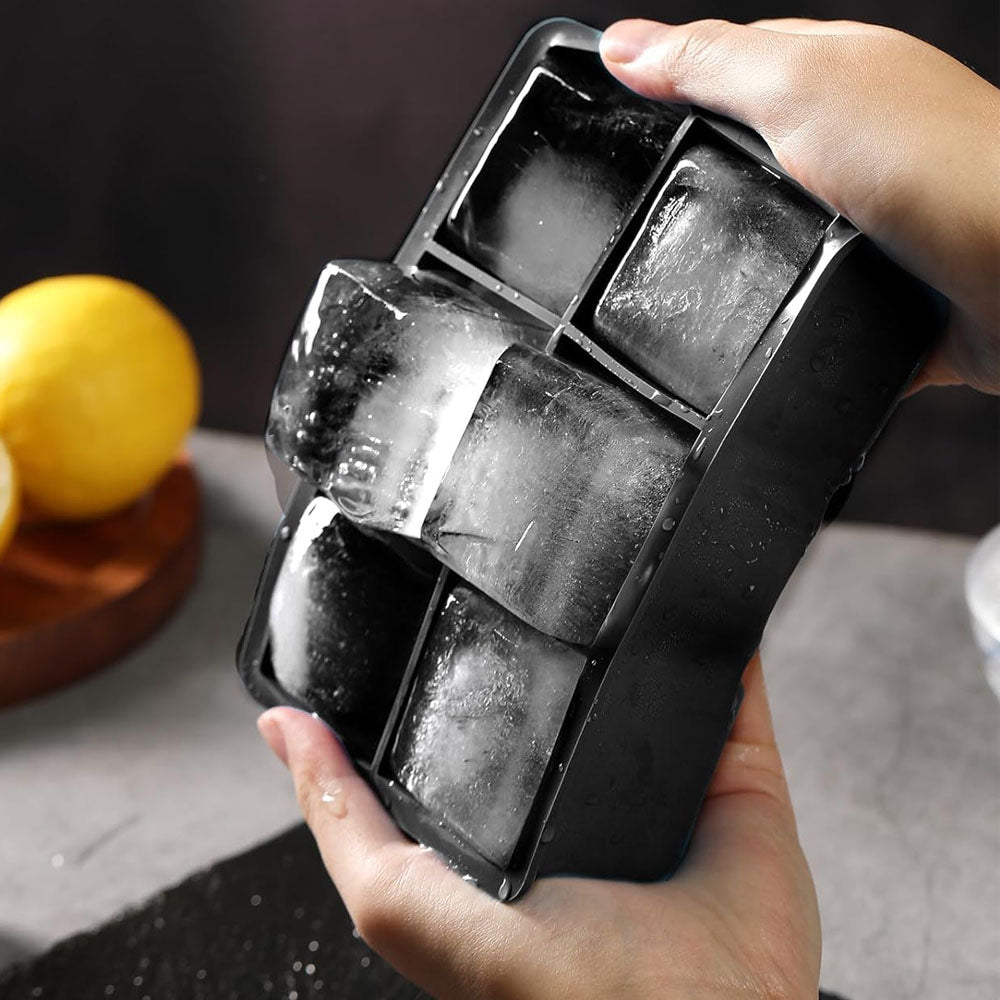 6-Grid Silicone Ice Cube Tray Large Square Ice Cube Mold