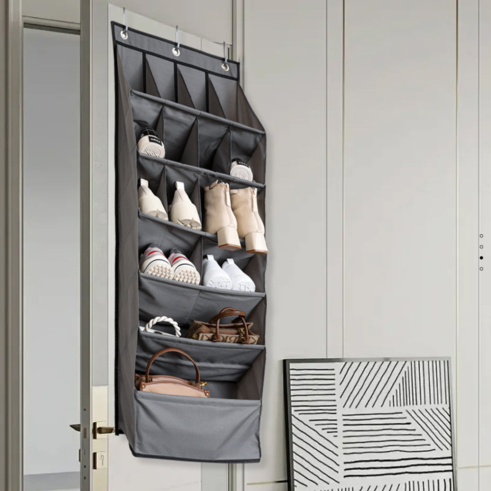 2Pcs 16-Grid Narrow Hanging Shoe Rack
