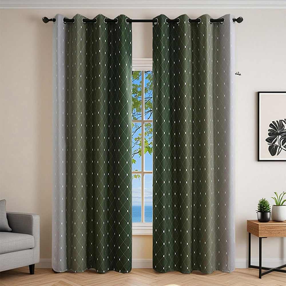 Blackout Curtain Gradient Color Curtains for Bedroom Living Room-Green