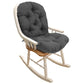 Solid Twill Swivel Rocker Chair Cushion High Back Water Resistant Pad-Grey