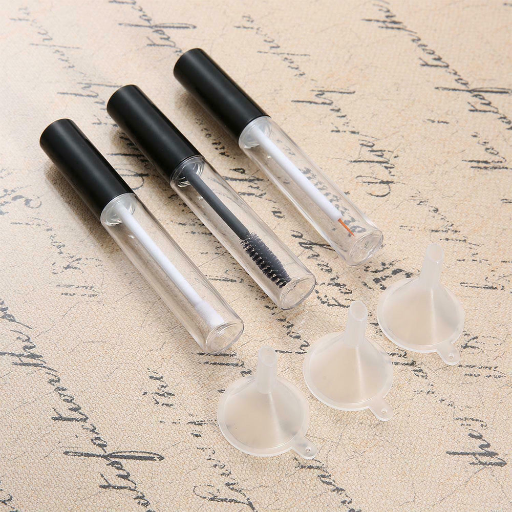 3-Piece 10ml Clear Cosmetic Tube Set with Funnels For Mascara, Lip Gloss & Eyeliner
