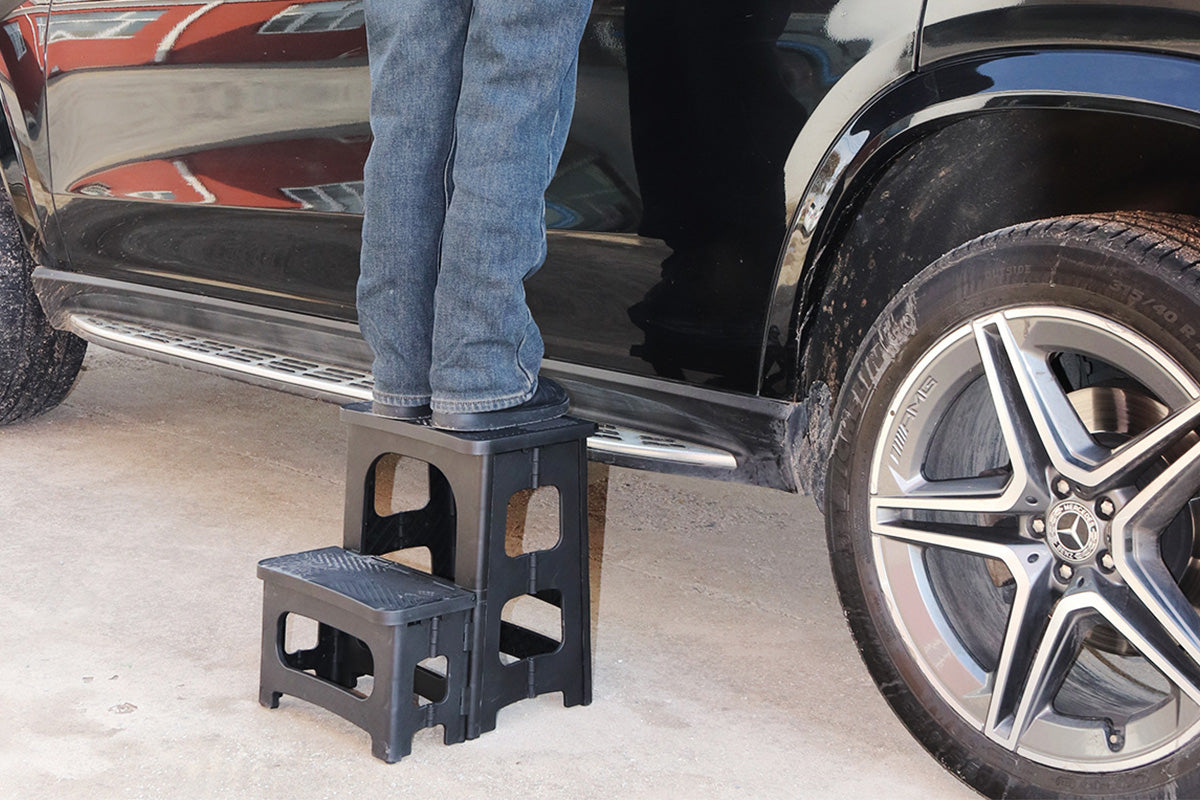 Folding 2 Step Stool Non Slip Portable Footstool Dual Heights Holds 300g