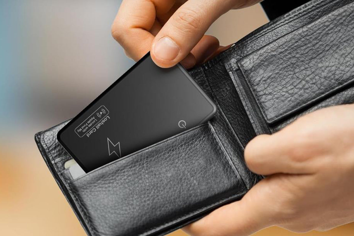 Rechargeable Thin Wallet Tracker Card Works with Apple Find My App