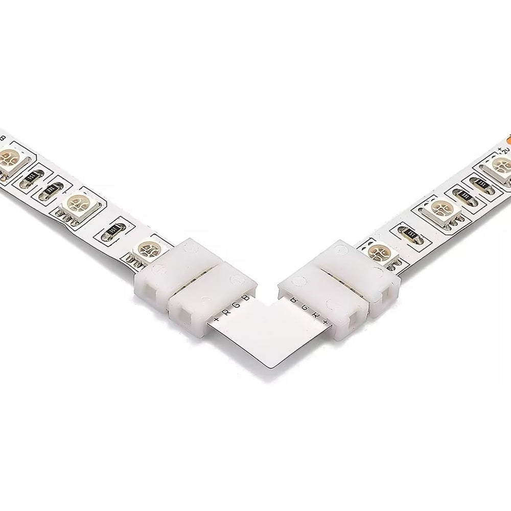 10Pcs L Shape 4-Pin 10mm LED Connectors with 20Pcs Clips for Strip Lights