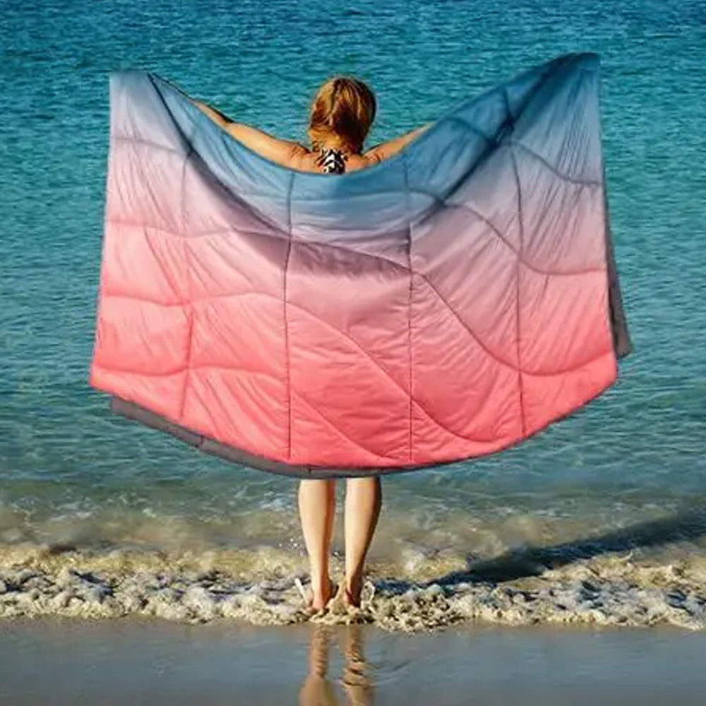 Outdoor Puffy Gradient-Color Camping Blanket Backpacking Quilt