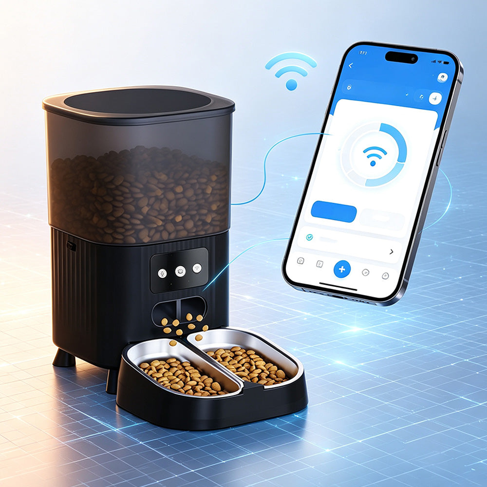 4.5L Automatic Cat Feeders with 2 Bowls Timer Pet Smart Feeder for Dog Cat